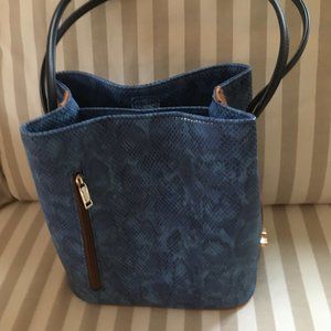 Samoe Blue Snakeskin Vegan Leather Bag